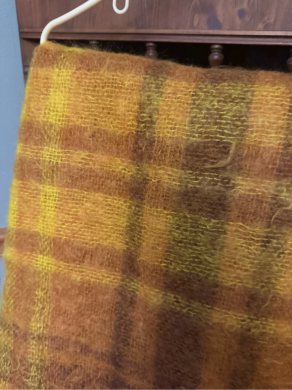 Vtg Heather Brae Scottish Mohair Wool Plaid Throw Blanket Tweedvale Rug